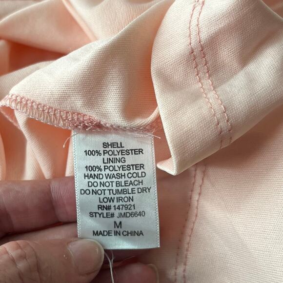 Just Me Crochet Lace Dress Size M Peach Milkmaid Asymmetric Boho Cottage Fairy - Picture 11 of 12